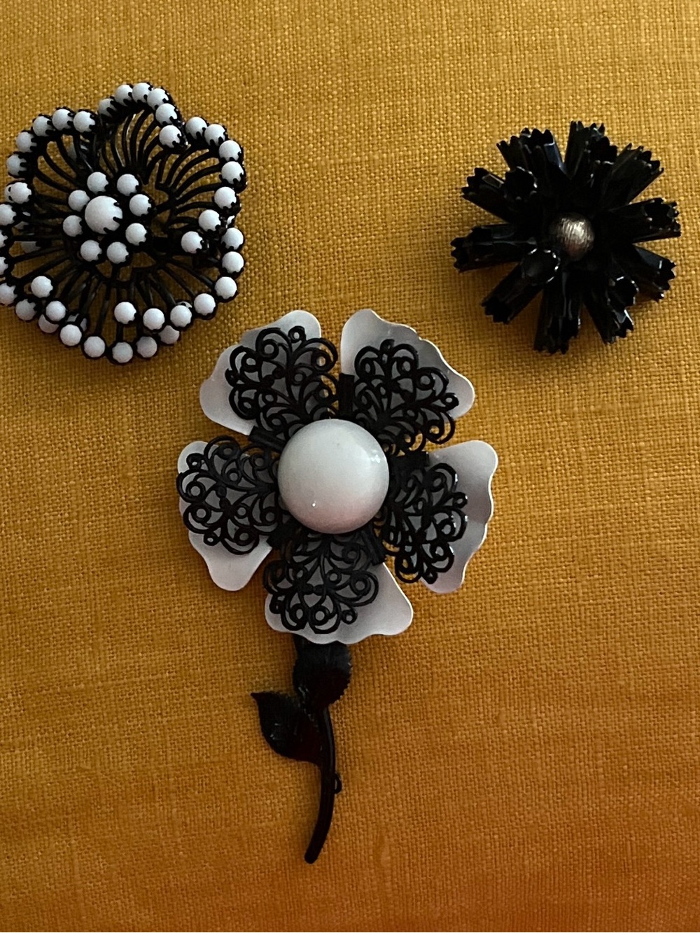 Black Flower pin set - Women Jewelry